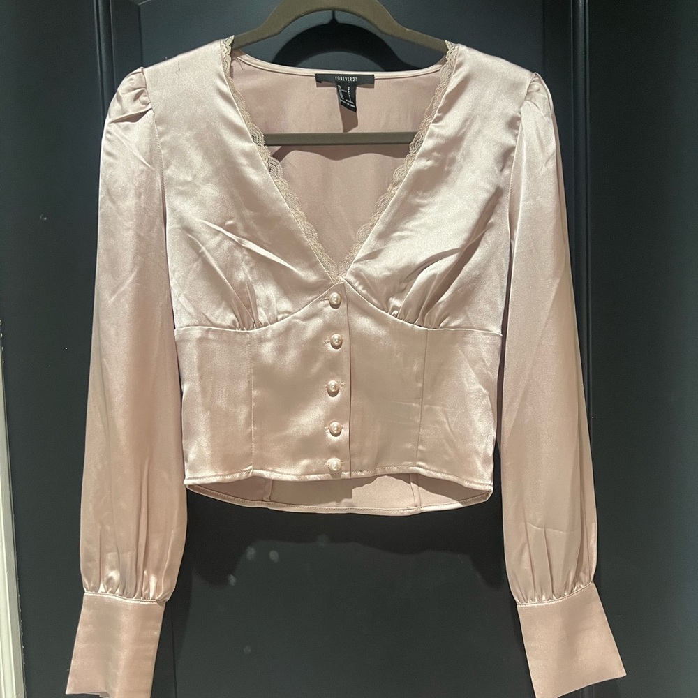 Satin Blouse in Light Pink